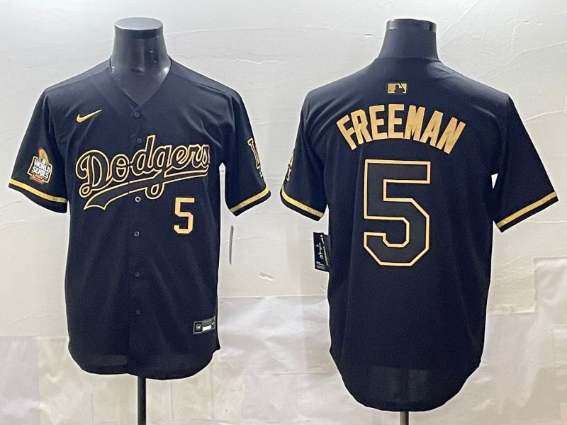 Men 2025 Los Angeles Dodgers #5 Freeman Black Gold Five generations Nike MLB Jersey style 2->los angeles dodgers->MLB Jersey